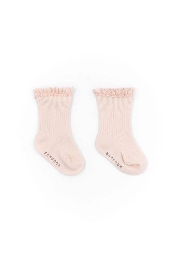 Calza Bimba con Pizzo in Bambù WATER PINK - Bamboon