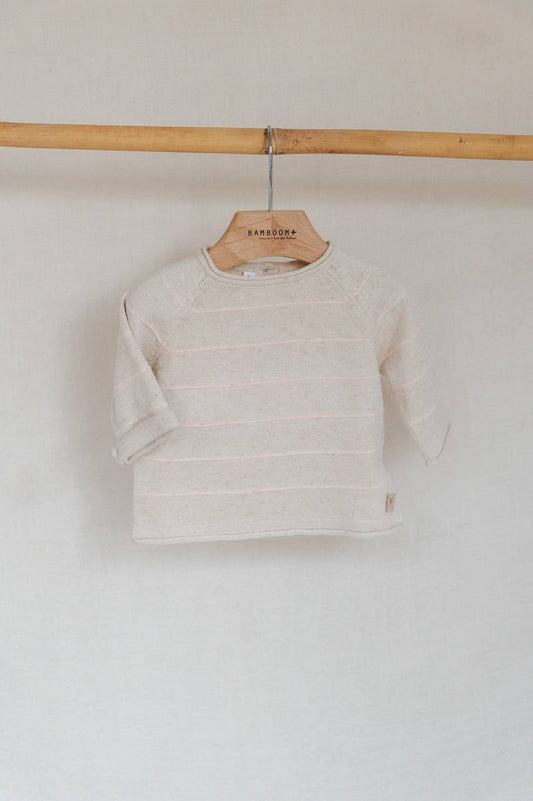 Maglia tortora a righe ROSA - Bamboom