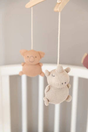 Giostrina in legno con giochini a maglia di Bambù Animal Friends - Bamboom