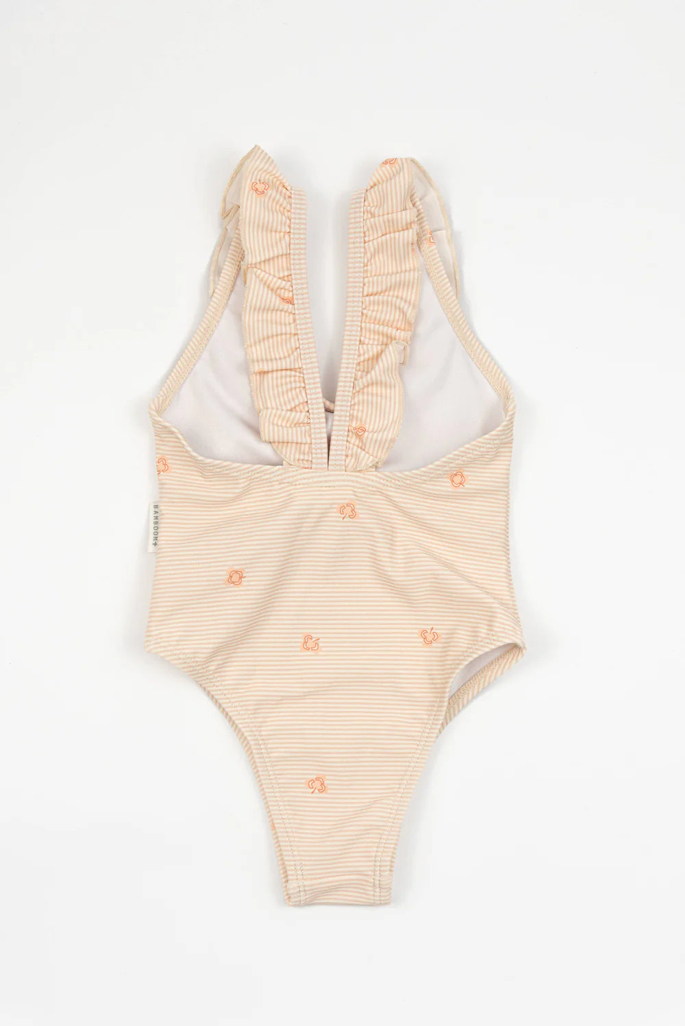 Costume da mare bimba spalle volant STRIPE AND LEAVES - Bamboom