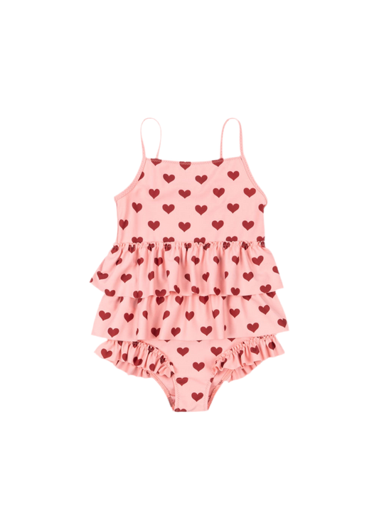 Costume da bagno manuca frill amour coeur rosa - Konges Slojd