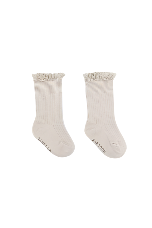 Calza Bimba con Pizzo in Bambù OYSTER GREY - Bamboon