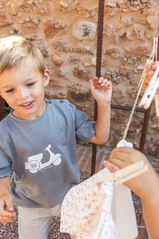 T-shirt grigia vespa  - Petit Indi