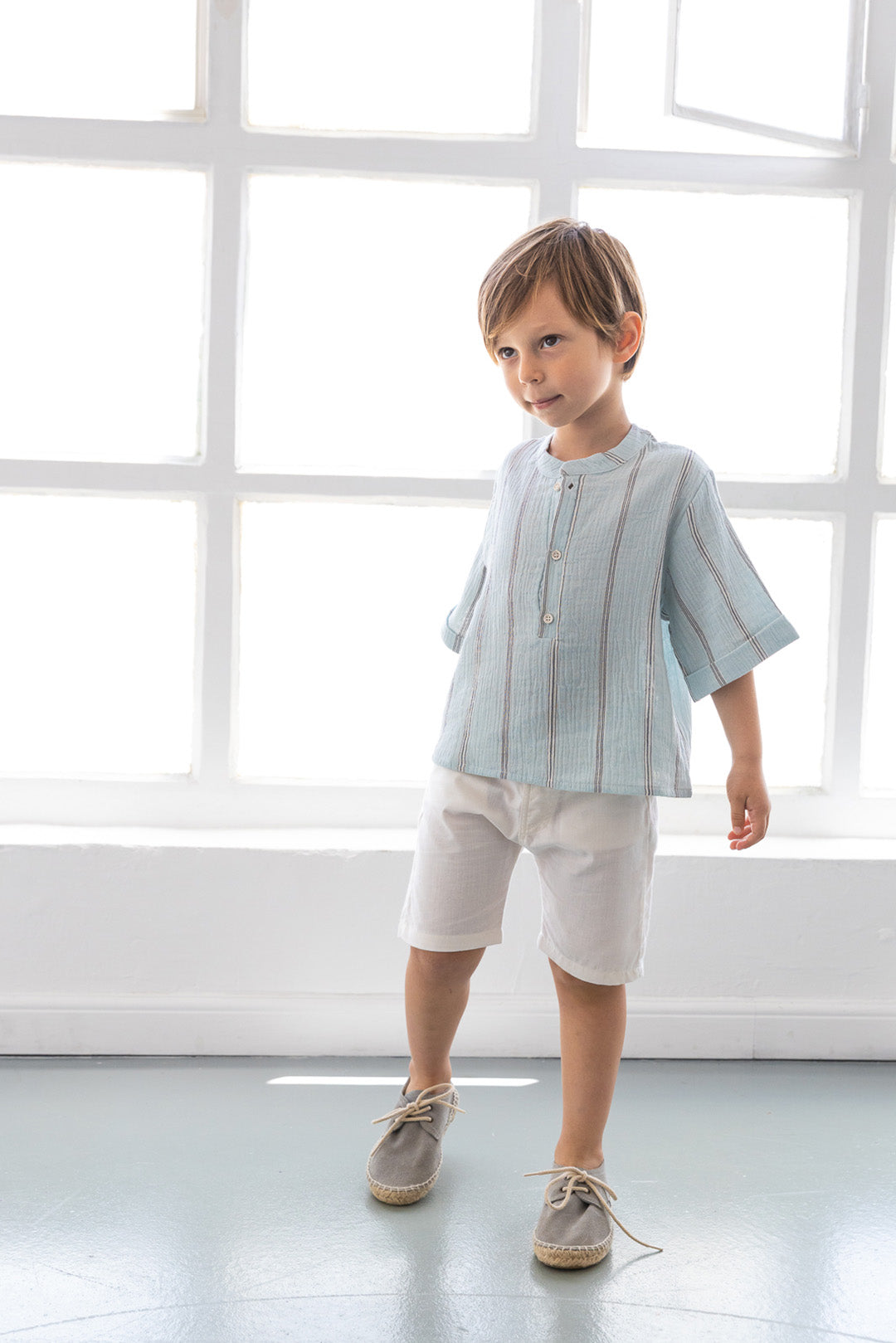 Camicia riga mussola - Petit Indi