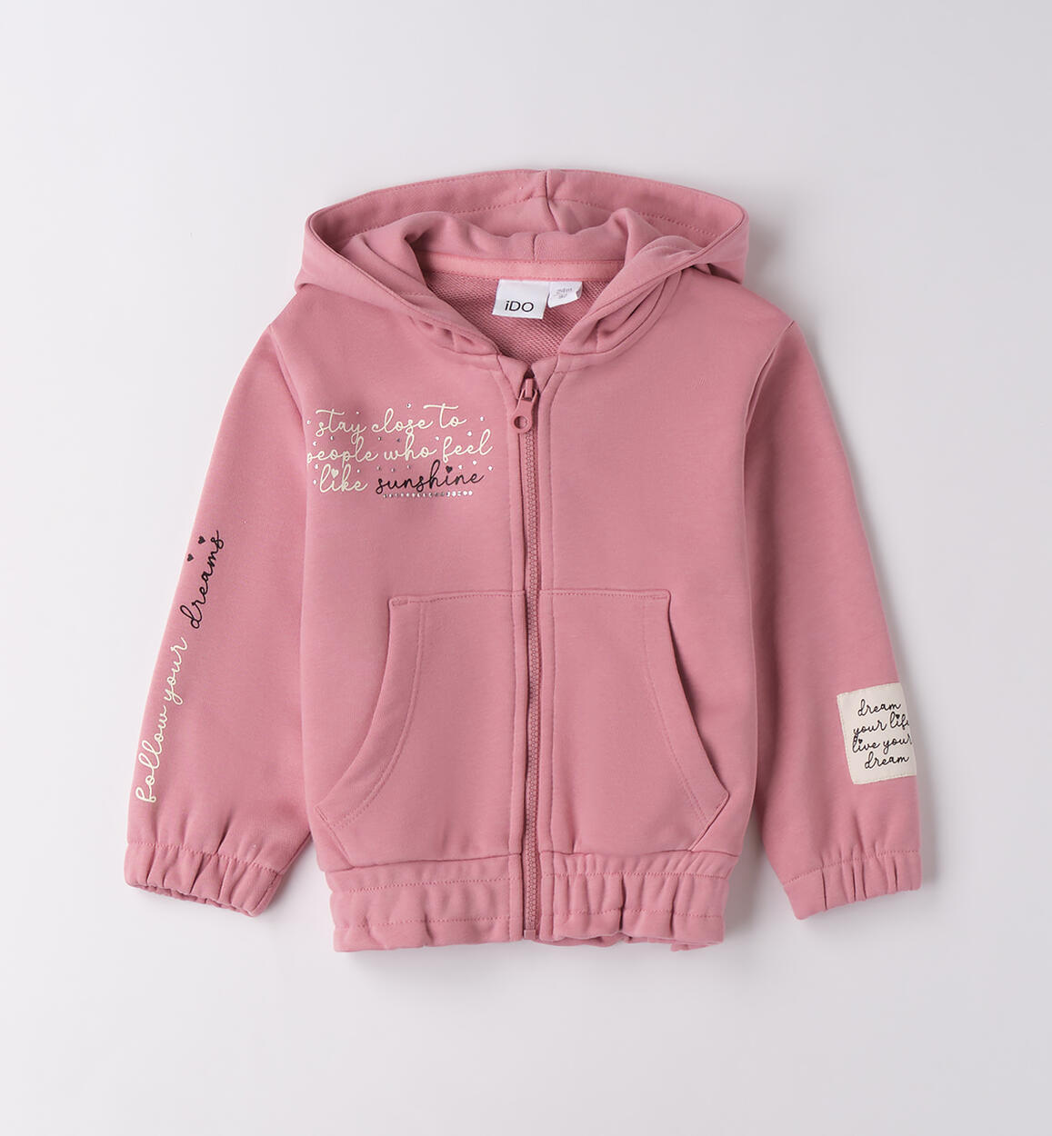 Tuta rosa con cappuccio e scritte - I Do