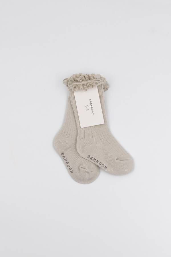 Calza Bimba con Pizzo in Bambù OYSTER GREY - Bamboon