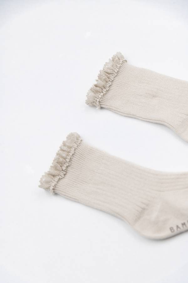Calza Bimba con Pizzo in Bambù OYSTER GREY - Bamboon