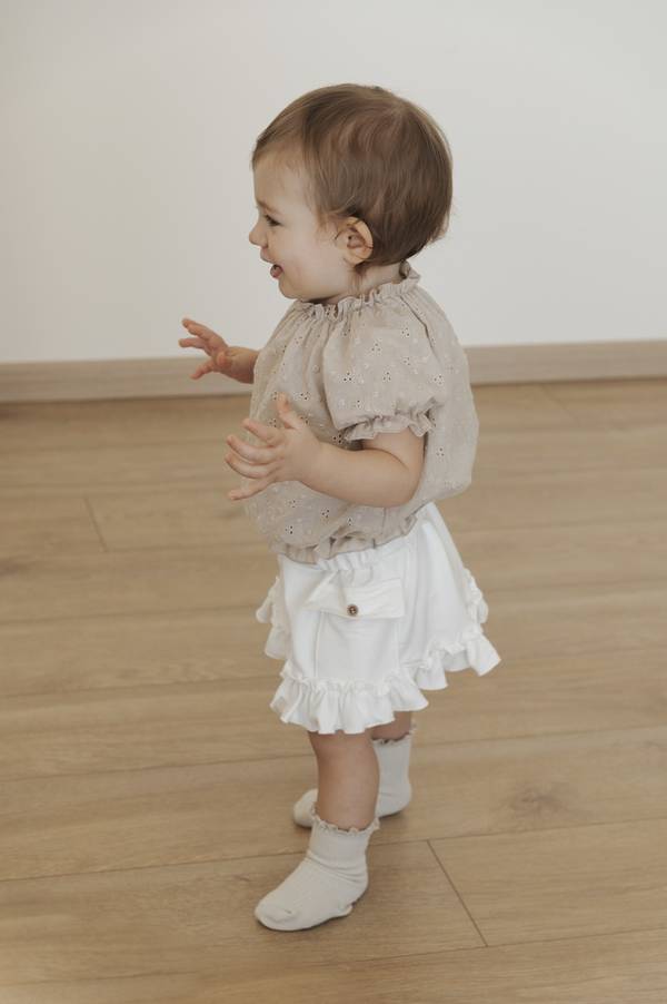 Calza Bimba con Pizzo in Bambù OYSTER GREY - Bamboon