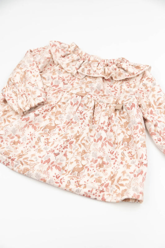 Vestito Ampio con colletto volant PRINT AUTUMN FOREST - Bamboom