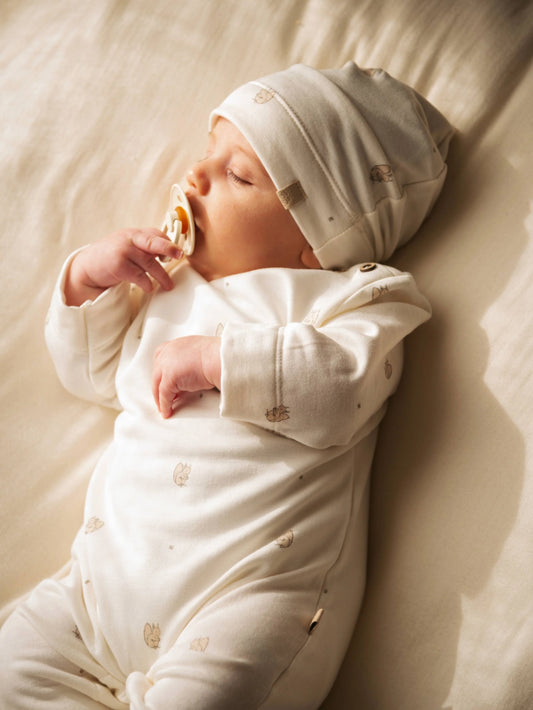 Tutina lineare con apertura spalla con piedi PRINT SQUIRREL - Bamboom