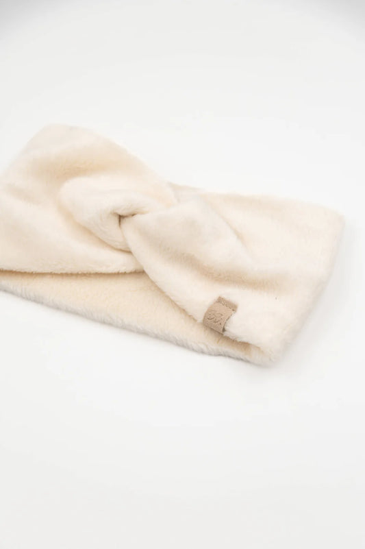 Fascia capelli e scalda orecchie teddy WARM WHITE - Bamboom