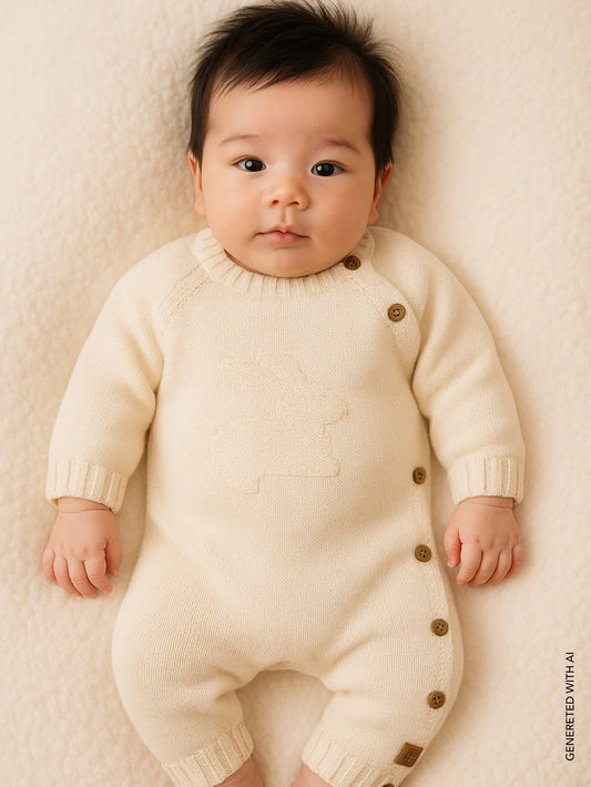 Tutina apertura laterale con Coniglio Bianco - Bamboom