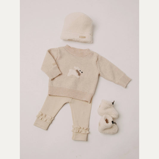 Leggings con bordo volant warm white - Bamboom