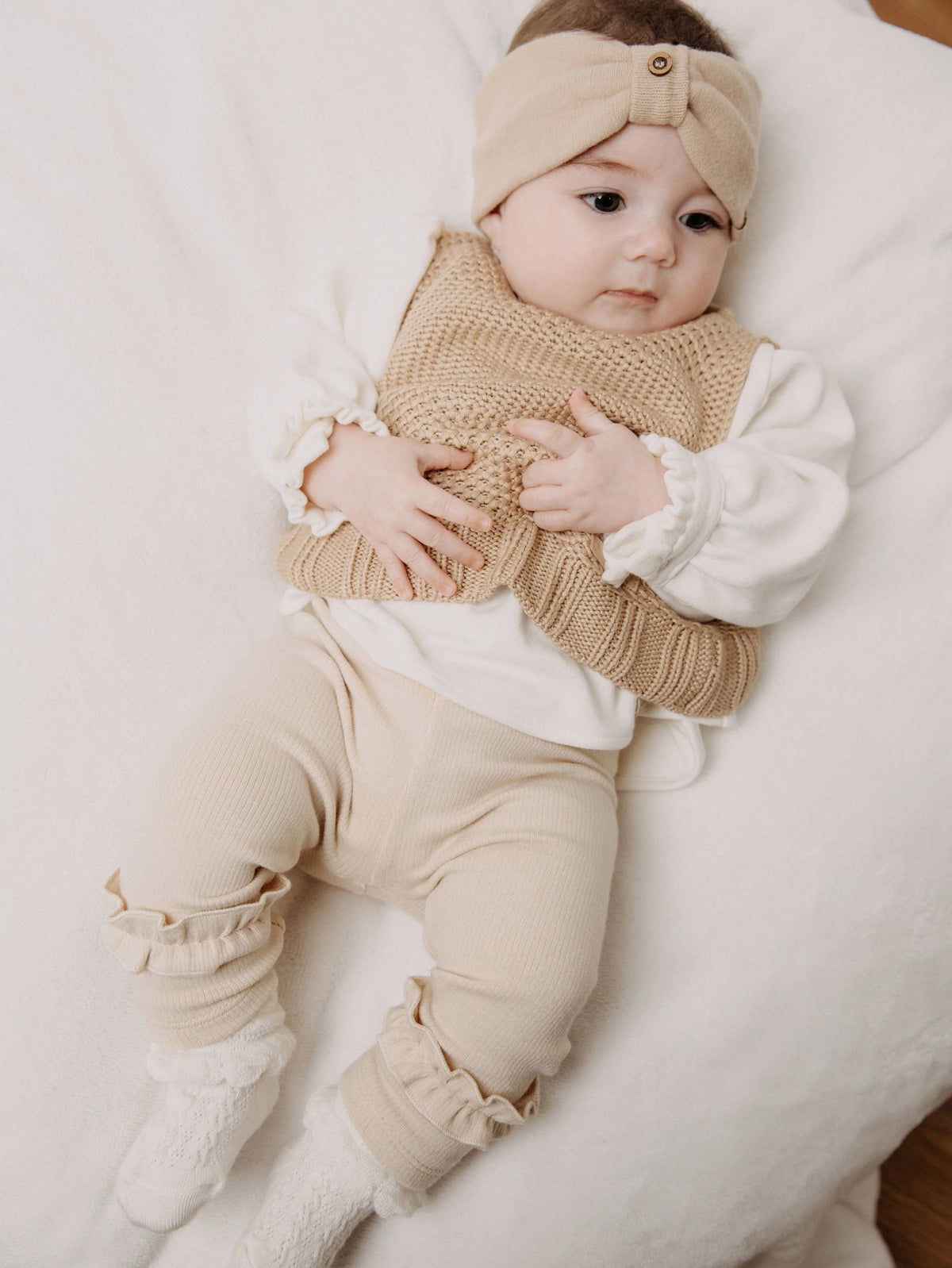 Leggings con bordo volant warm white - Bamboom