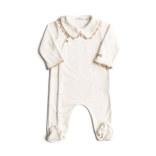 Tutina colletto con piedi Natural white - Bamboom