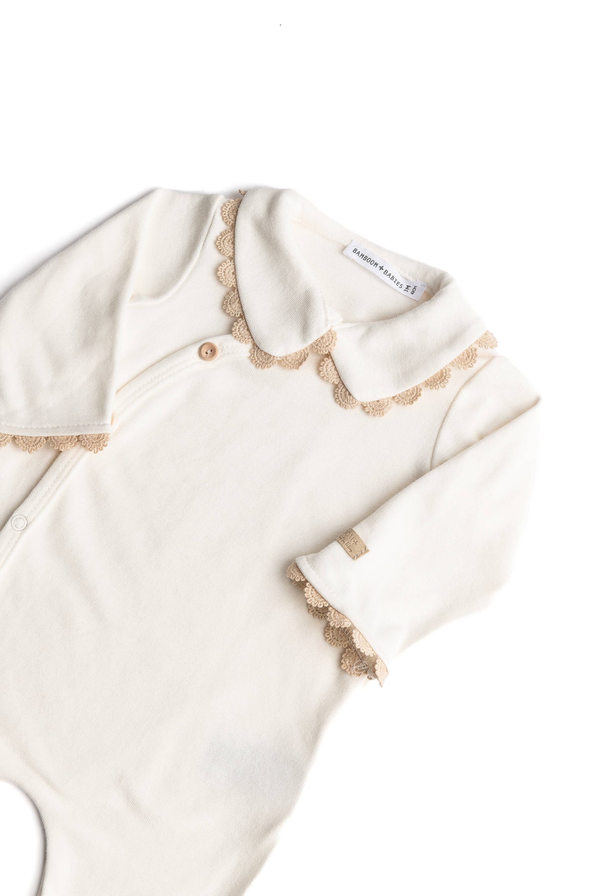Tutina colletto con piedi Natural white - Bamboom