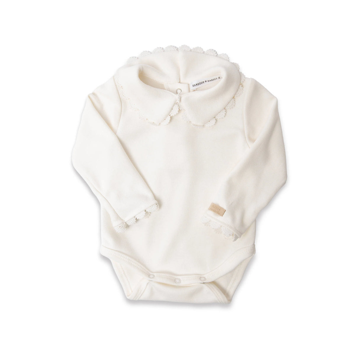 Body con collo tondo e embroidery natural white - Bamboom