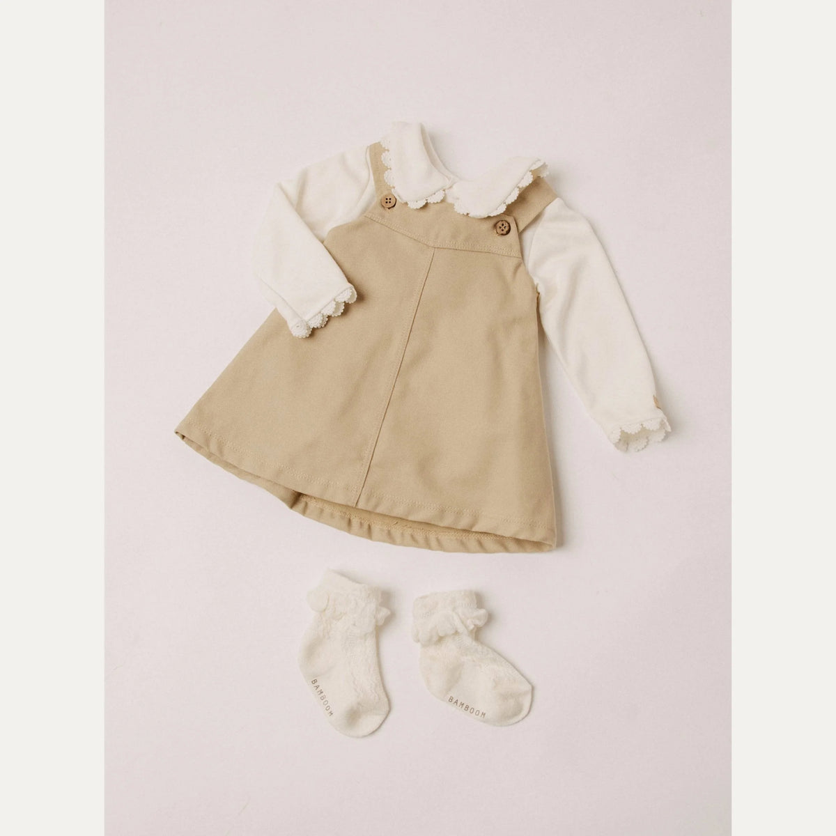 Body con collo tondo e embroidery natural white - Bamboom
