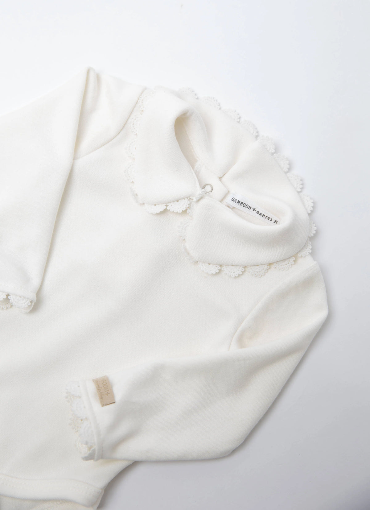 Body con collo tondo e embroidery natural white - Bamboom