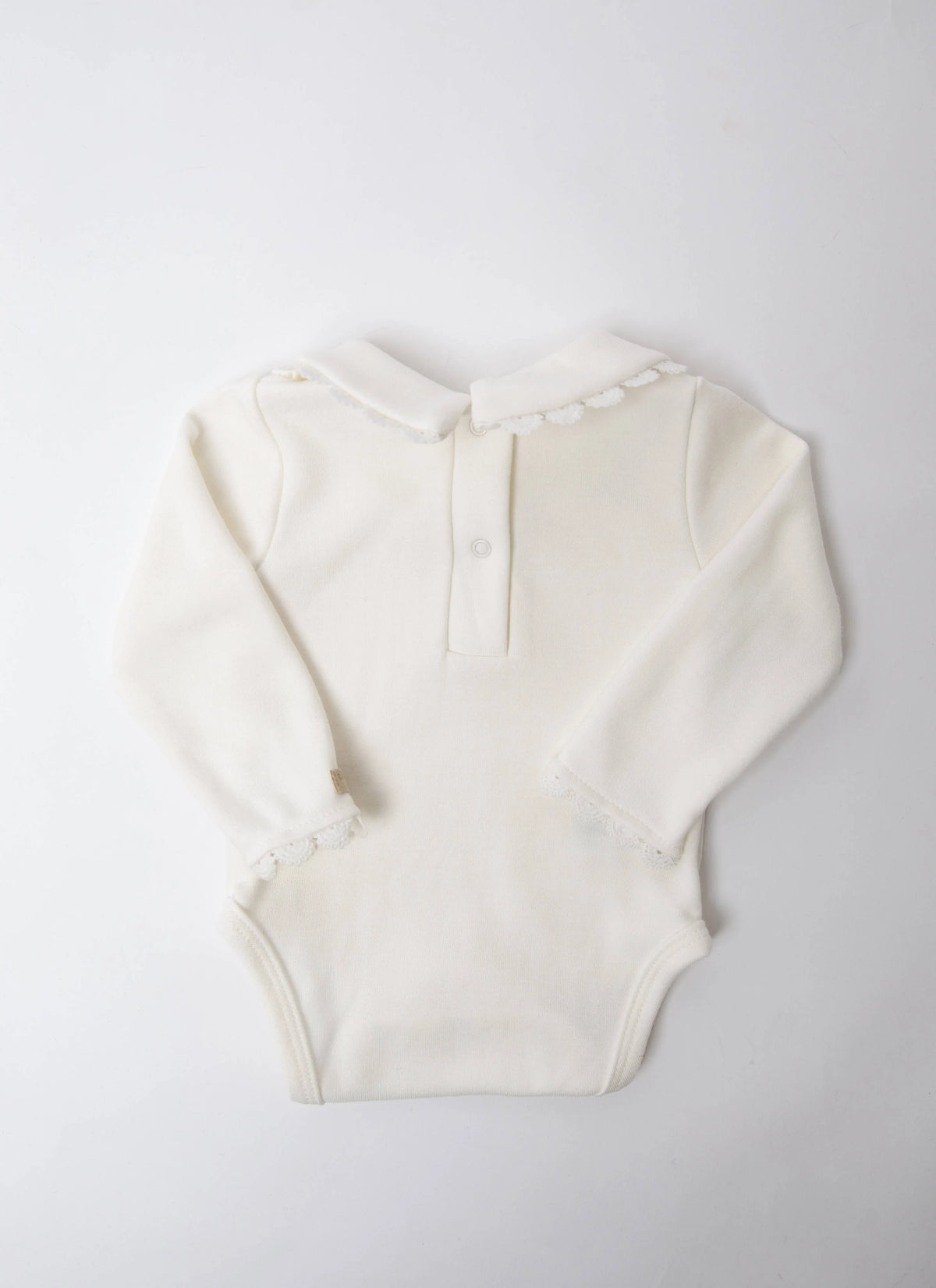 Body con collo tondo e embroidery natural white - Bamboom