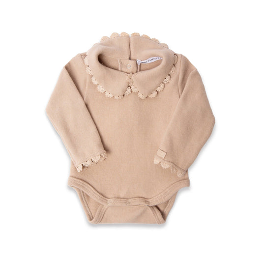 Body con collo tondo e embroidery warm sand - Bamboom