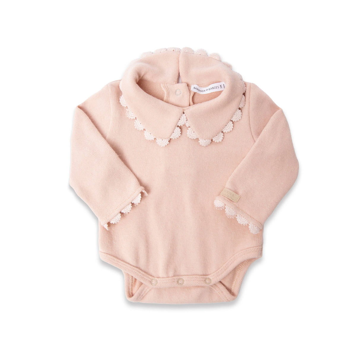Body con collo tondo e embroidery warm pink - Bamboom