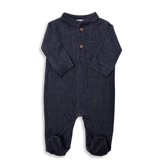 Tutina con colletto coreano jeans blu - Bamboom