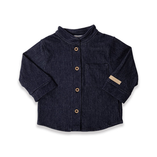 Camicia con collo coreano jeans blu - Bamboom