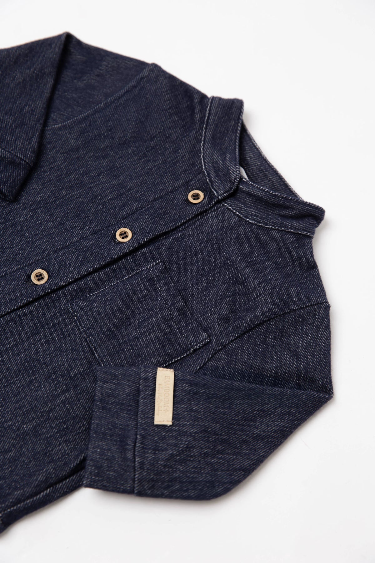 Camicia con collo coreano jeans blu - Bamboom