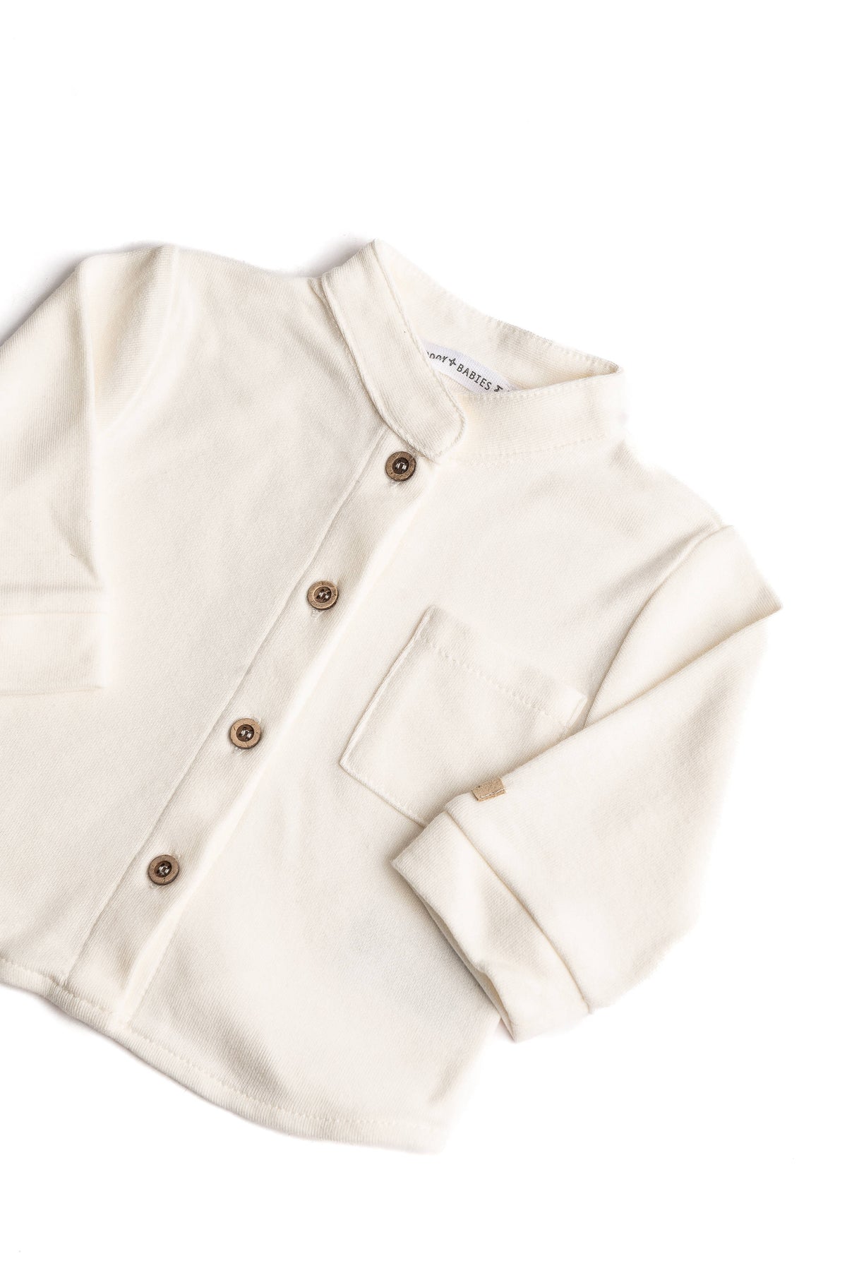 Camicia con collo coreano natural white - Bamboom