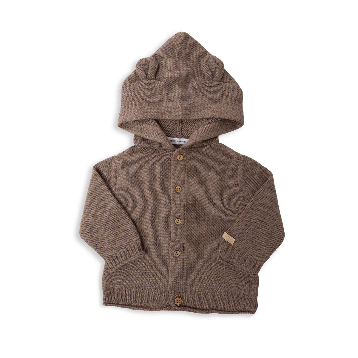Cardigan con cappuccio ash brown - Bamboom