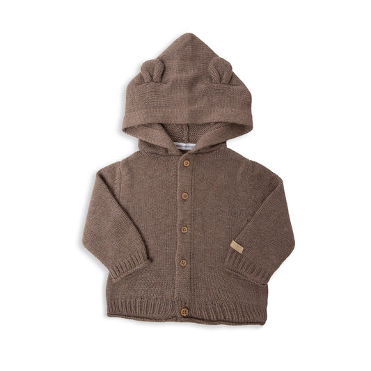 Cardigan con cappuccio ash brown - Bamboom