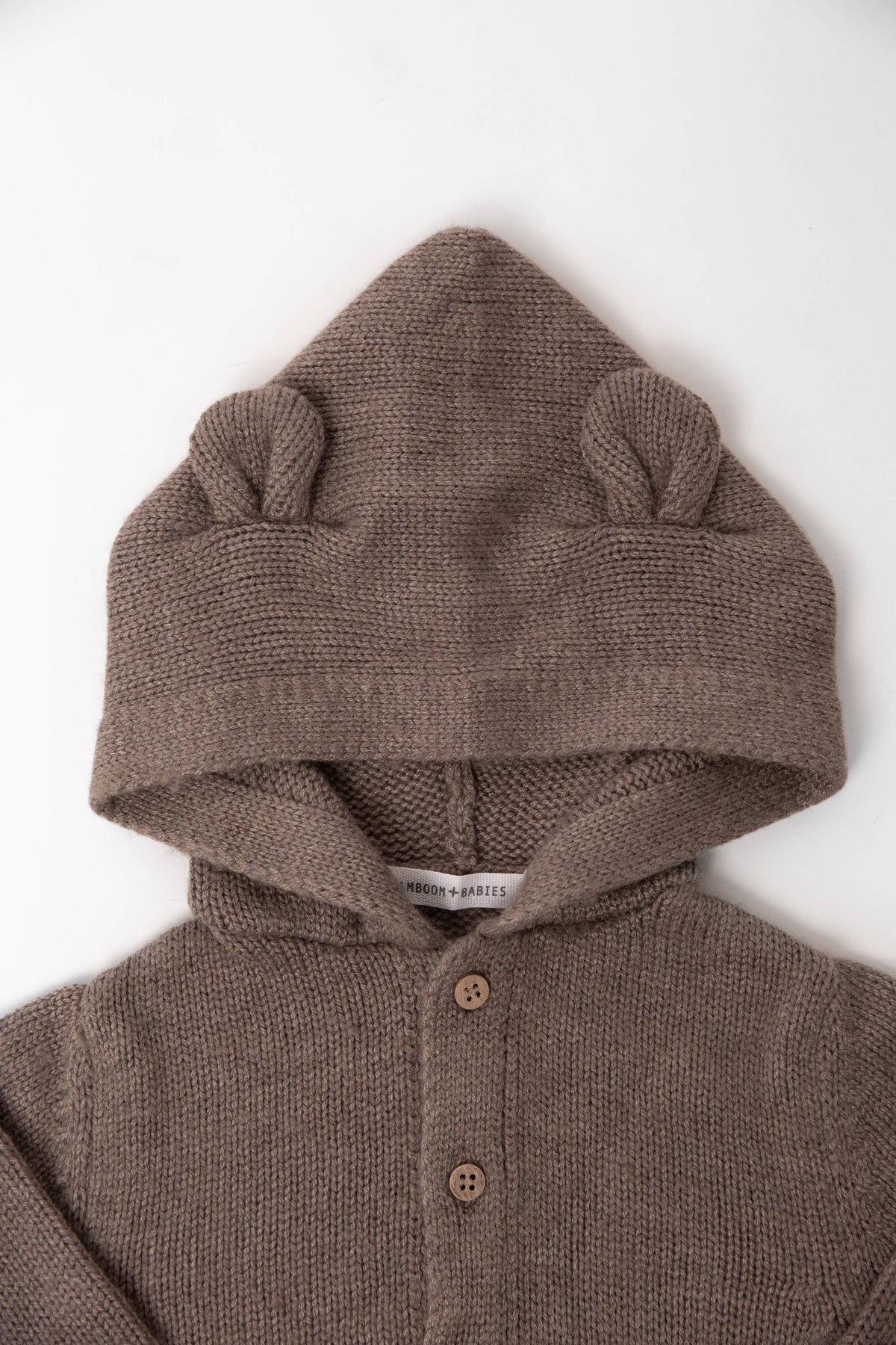 Cardigan con cappuccio ash brown - Bamboom