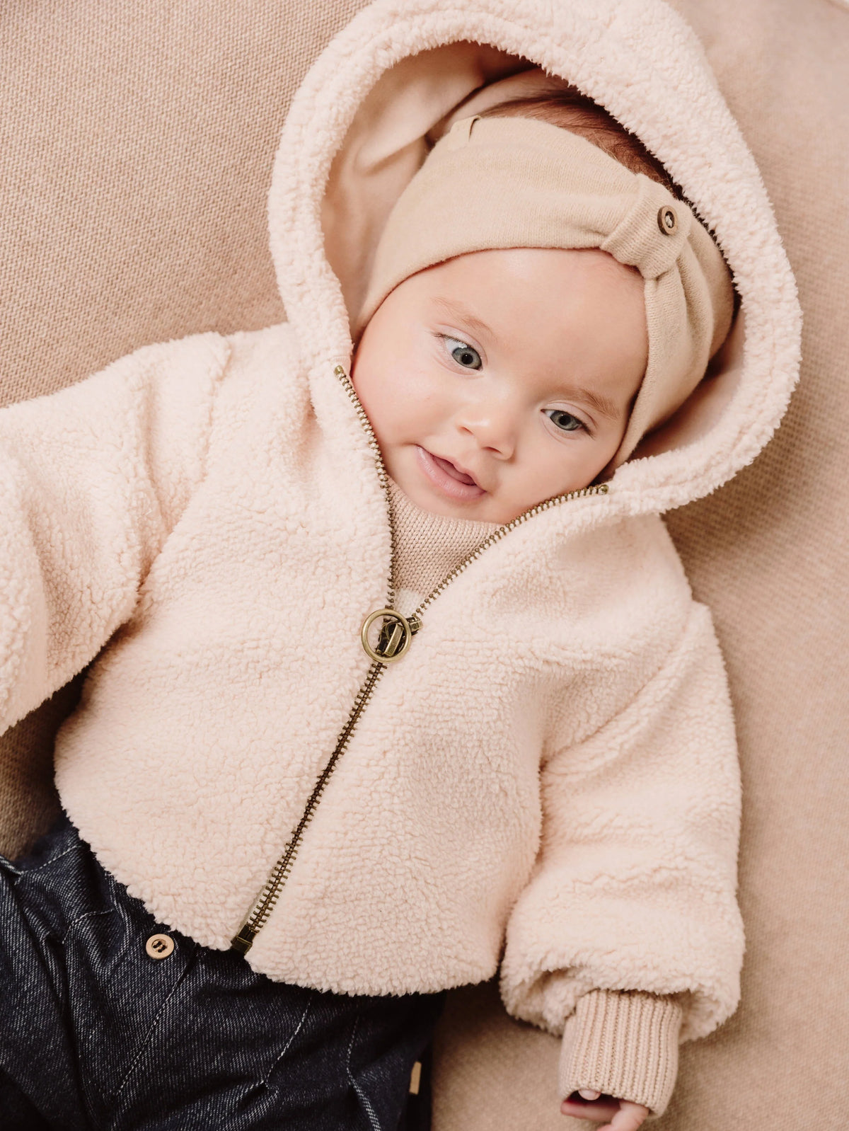 Giacca teddy con cappuccio whisper pink - Bamboom