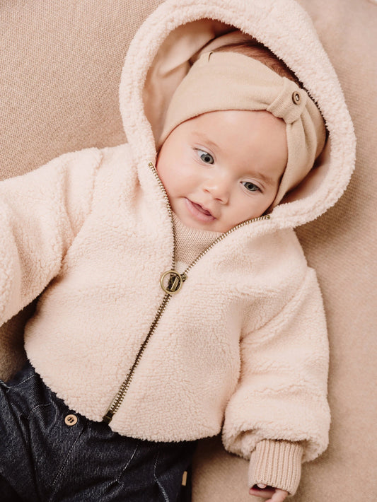 Giacca teddy con cappuccio whisper pink - Bamboom