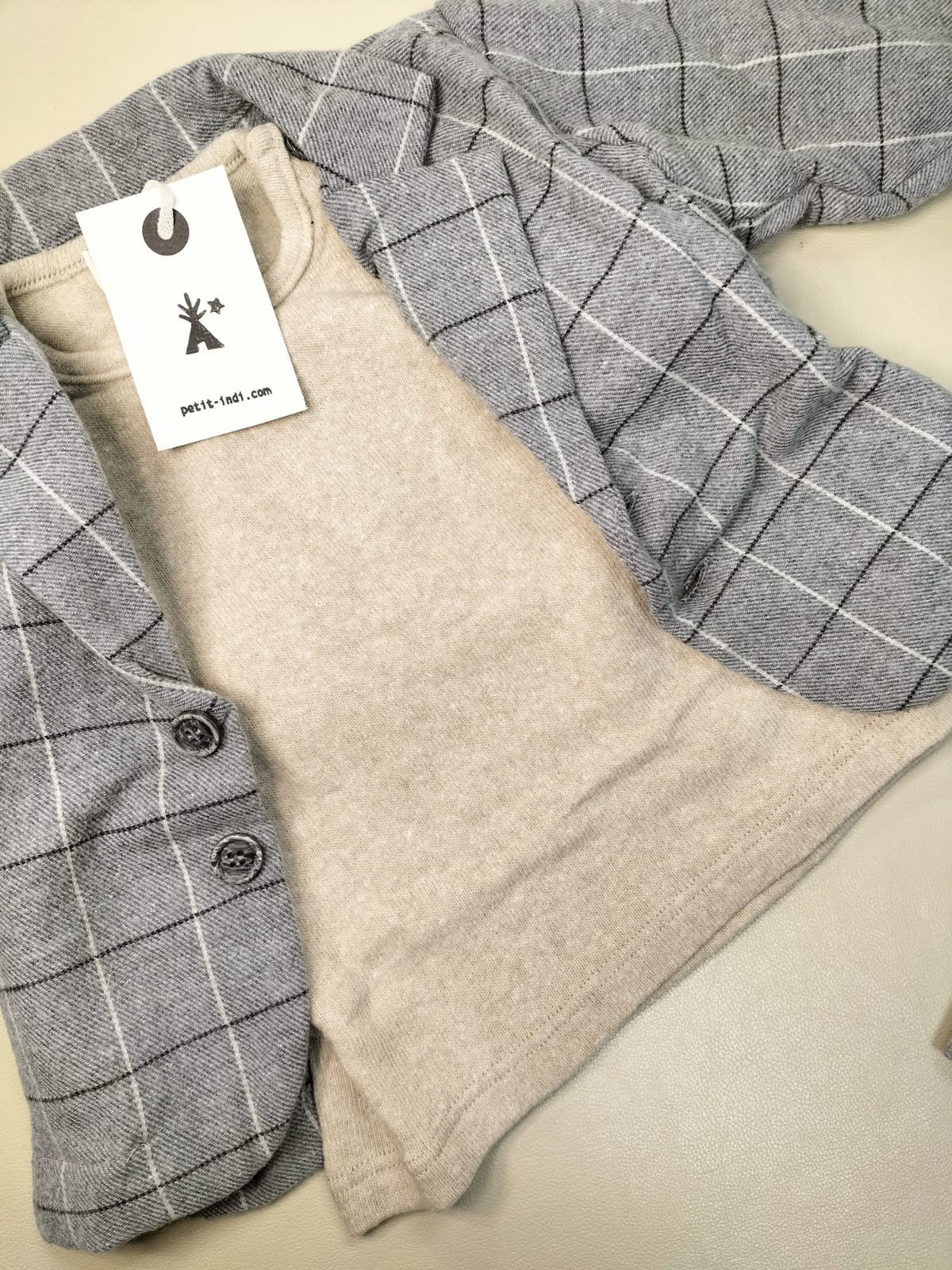 Blazer check in cotone grigio - Petit Indi