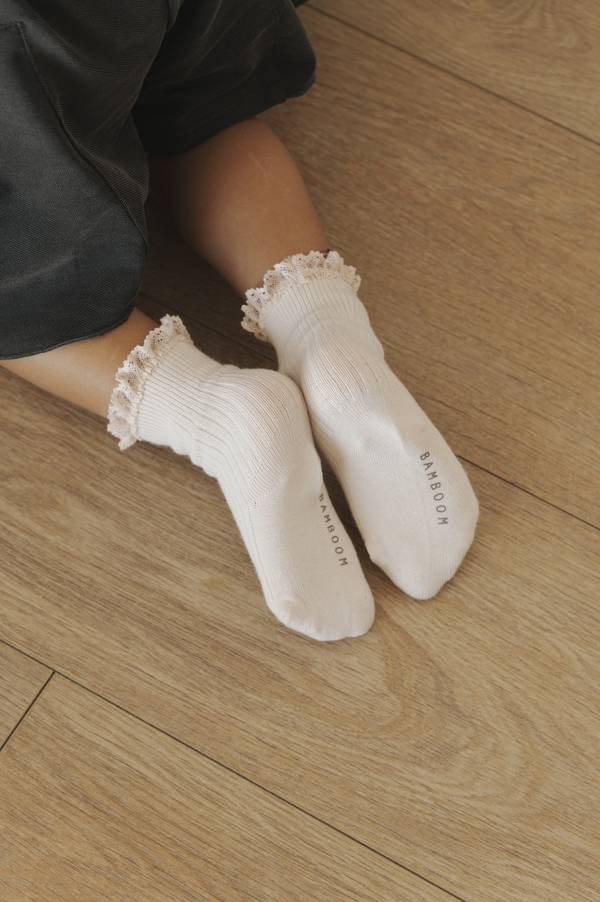 Calza Bimba con Pizzo in Bambù WATER PINK - Bamboon