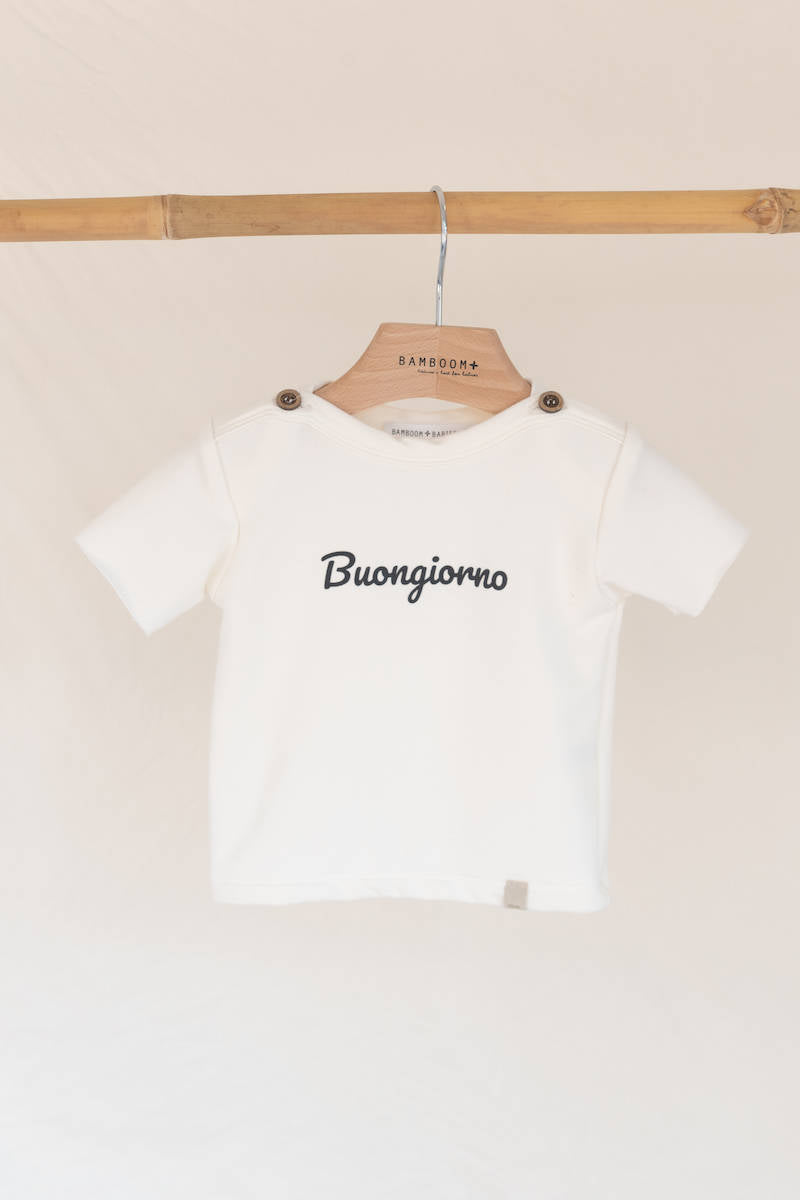 Shirt MC con stampa , bottoncini spalle OFFWHITE - BAMBOOM