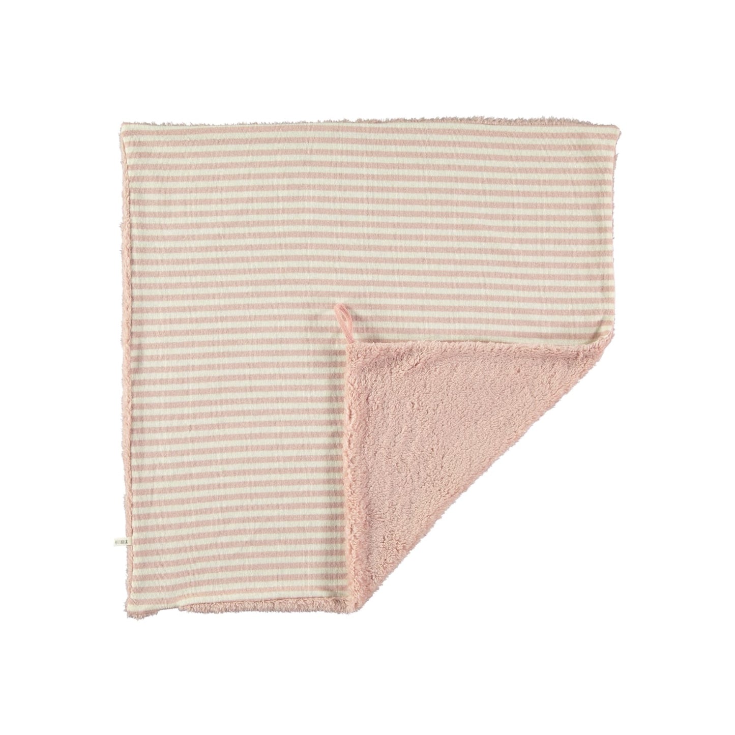 Coperta a righe e morbido teddy rosa - Petit Indi