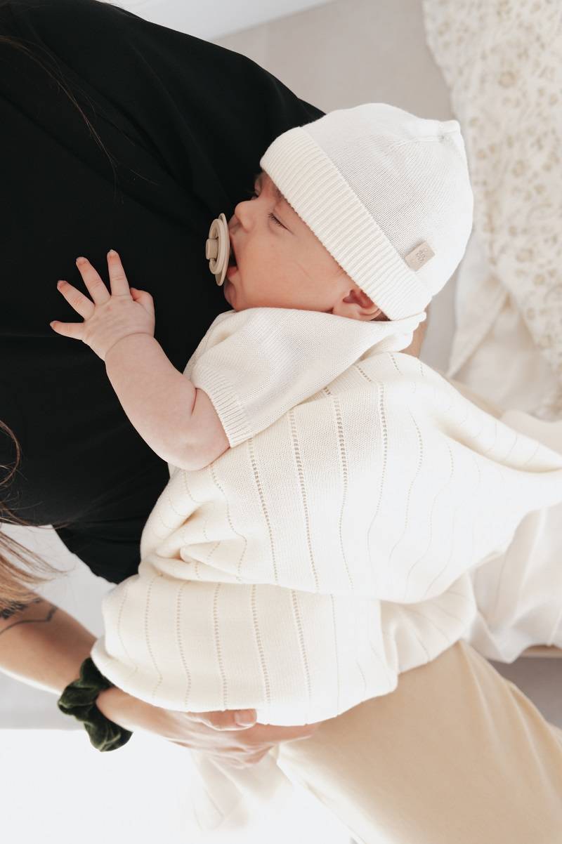 Copertina righe knitted Bianco - Bamboom