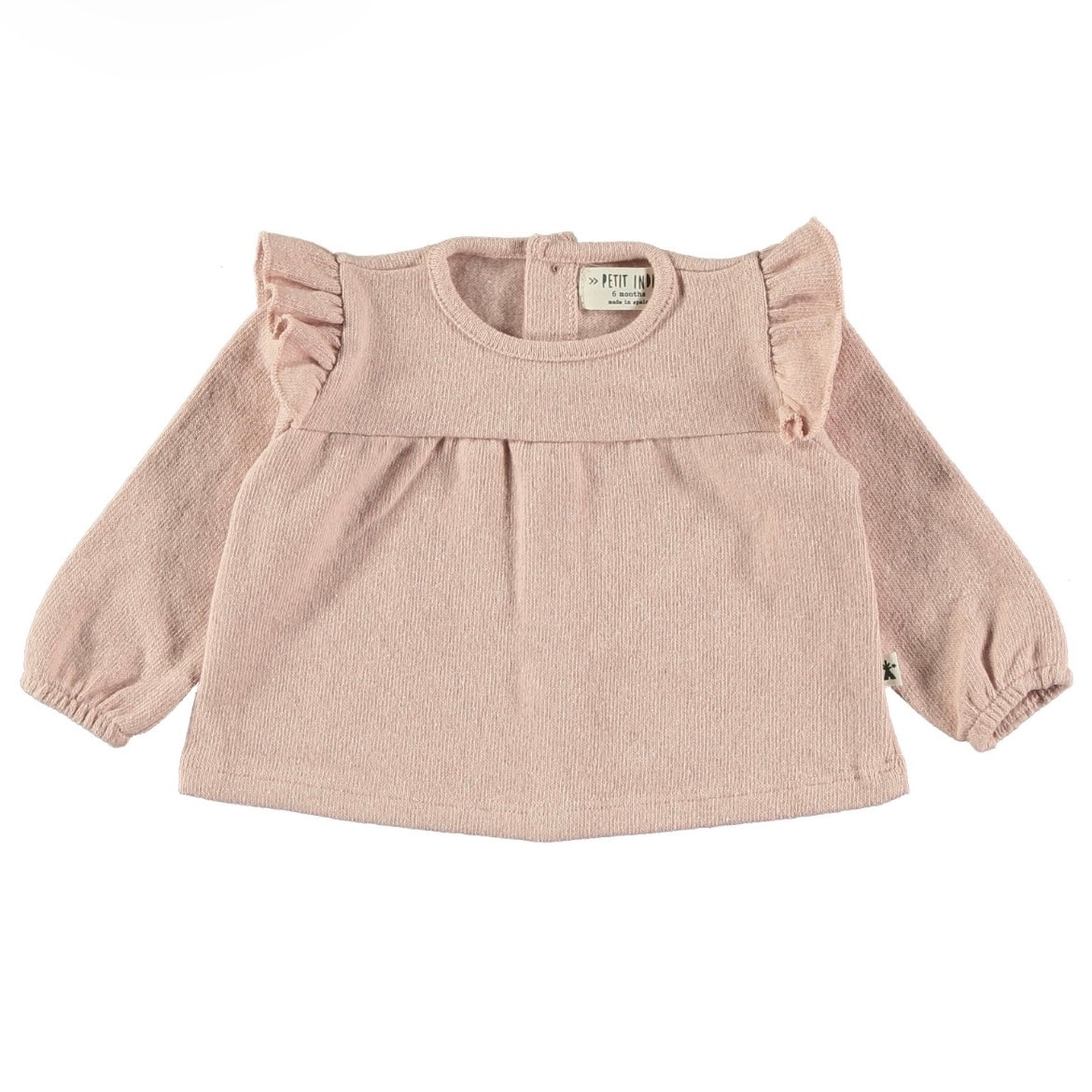 Maglietta in caldo cotone con rouches rosa - Petit Indi