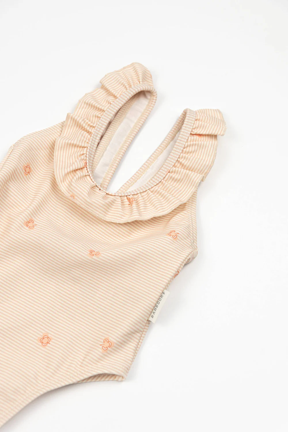 Costume da mare bimba spalle volant STRIPE AND LEAVES - Bamboom