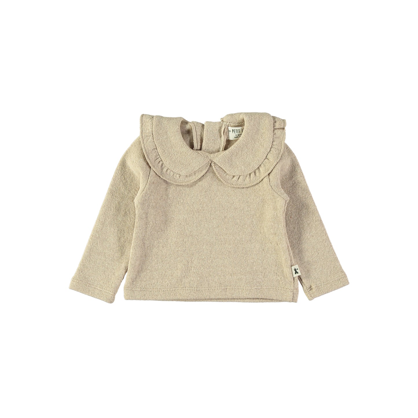 Maglia in caldo cotone beige colletto - Petit Indi