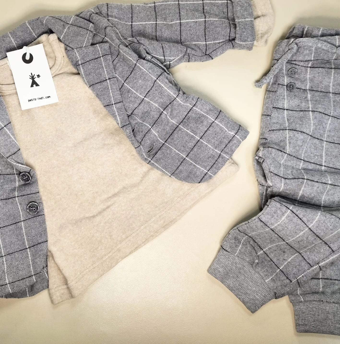 Blazer check in cotone grigio - Petit Indi