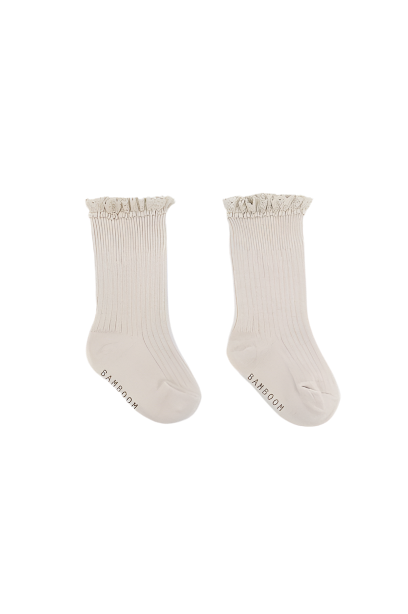Calza Bimba con Pizzo in Bambù OYSTER GREY - Bamboon