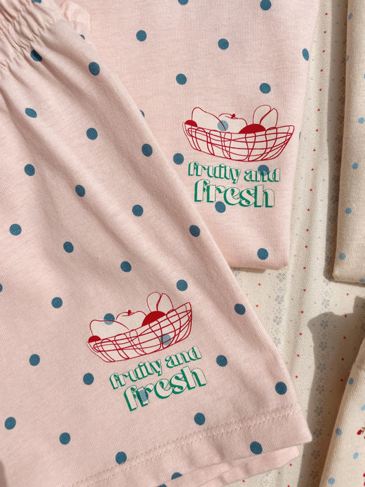 Set 2 pezzi lin tee set rosewater dot - Konges Slojd