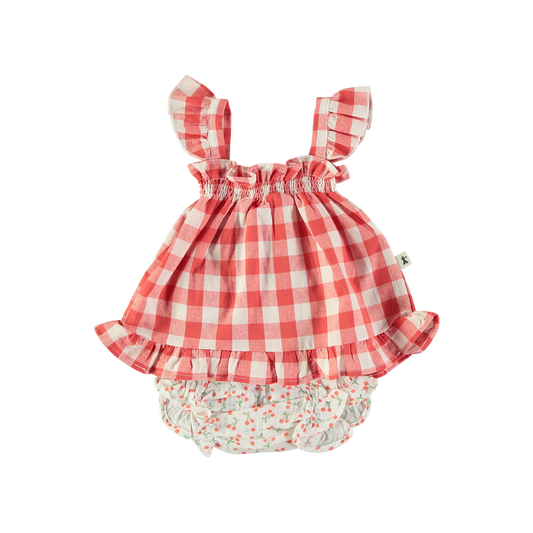 Set vestito con culotte quadretti - Petit Indi