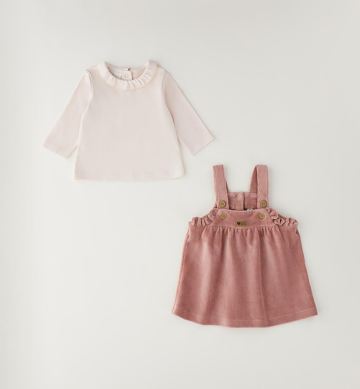 Vestito rosa in velluto con maglietta - IDo