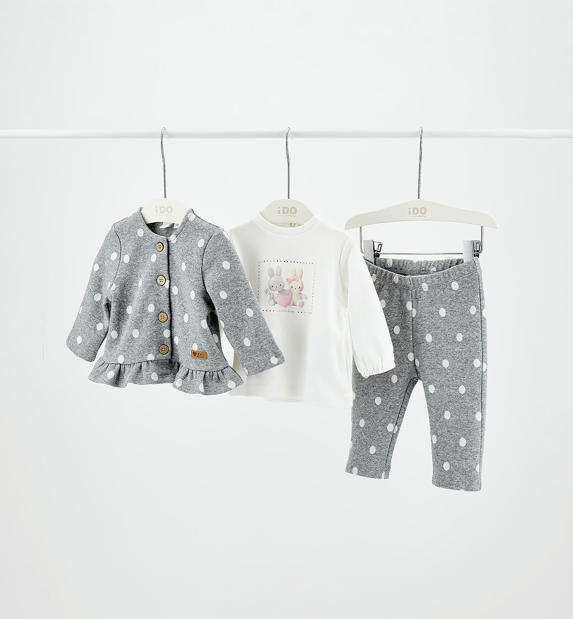 Completo 3 pezzi pois grigio - IDo