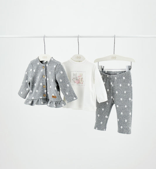 Completo 3 pezzi pois grigio - IDo